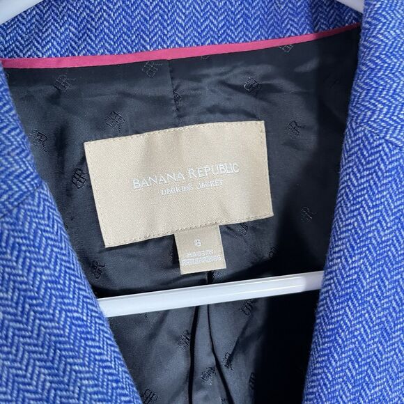 Banana Republic  Blue Herringbone Jacket Size 6 - Picture 4 of 12